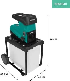 VONROC Stille Hakselaar/Shredder 2800W – Voor Takken Tot Ø45mm – Incl. 60L Opvangbak & Duwstok -Tuingereedschap 1034x1200