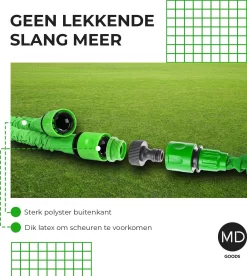 Uitrekbare Tuinslang Tot 15 Meter Van MD-goods ® - Tuinsproeier - Tuin Besproeien - Waterslang - Sproeikop - Groen - Flexibel Elastisch -Tuingereedschap 1074x1200 2
