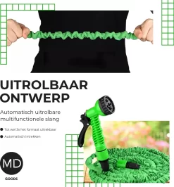 Uitrekbare Tuinslang Tot 15 Meter Van MD-goods ® - Tuinsproeier - Tuin Besproeien - Waterslang - Sproeikop - Groen - Flexibel Elastisch -Tuingereedschap 1114x1200 2