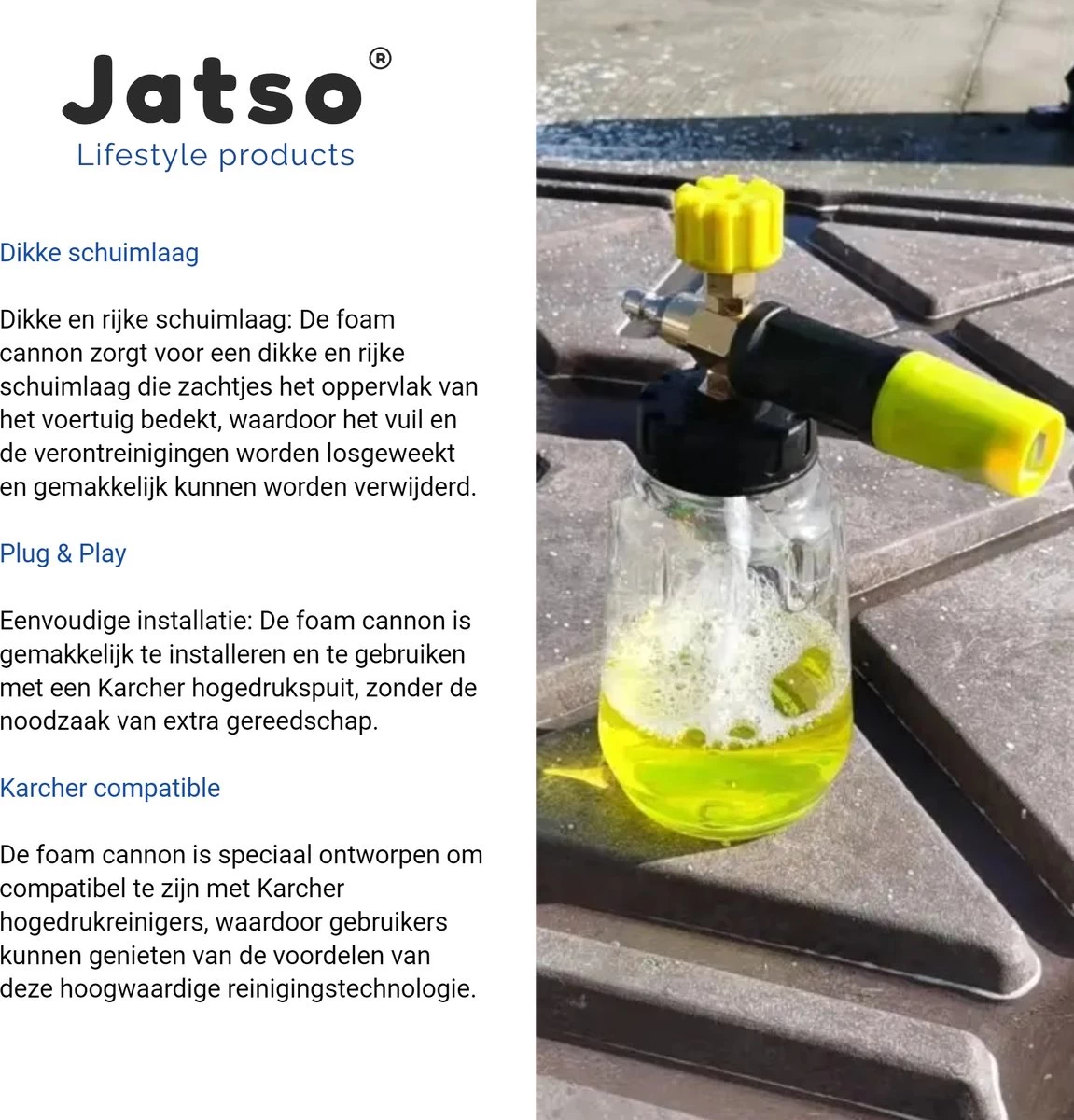 Jatso® Foam Cannon - Snow Foam - Foam Gun - Schuimlans - Foam Gun Auto - Foam Lance - Schuimsproeier - Snow Foam Cannon - Past Op Karcher K1 T/m K7 - Messing - Afneembaar Pistool 3 Jatso® Foam Cannon - Snow Foam - Foam Gun - Schuimlans - Foam Gun Auto - Foam Lance - Schuimsproeier - Snow Foam Cannon - Past Op Karcher K1 T/m K7 - Messing - Afneembaar Pistool - Afbeelding 3