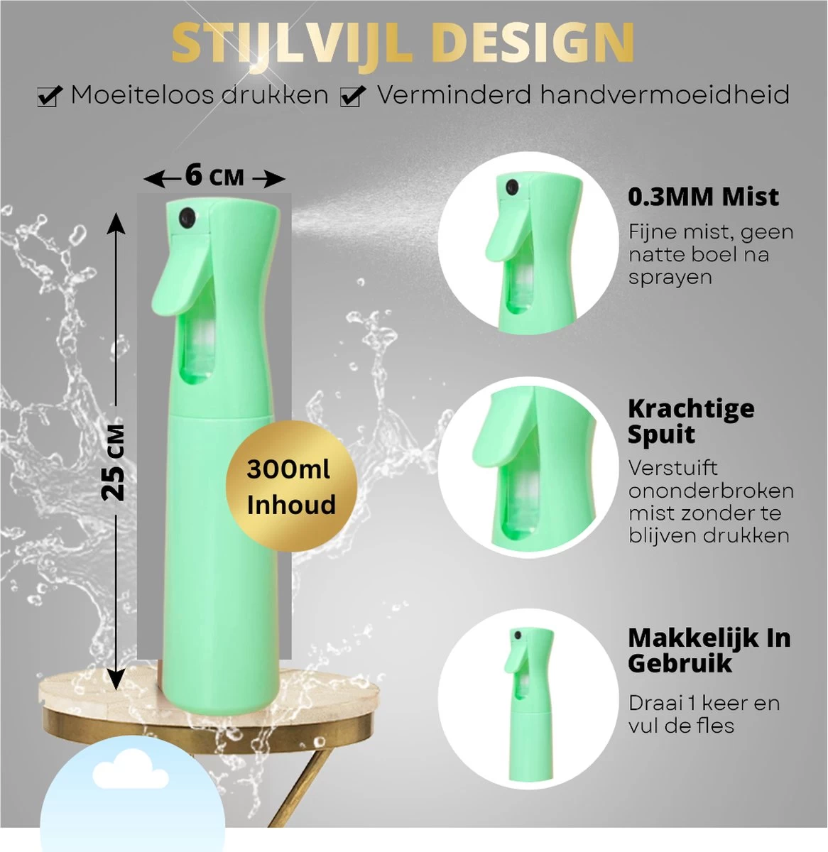 Merkloos BeautyFit - Mist Sprayer Groen - Mist Verstuiver Water- Haarspuit Kapper - Waterspray - Waterverstuiver Haar - Spuitfles Haar - Plantenspuit - 300 Ml 2 Merkloos BeautyFit - Mist Sprayer Groen - Mist Verstuiver Water- Haarspuit Kapper - Waterspray - Waterverstuiver Haar - Spuitfles Haar - Plantenspuit - 300 Ml - Afbeelding 2