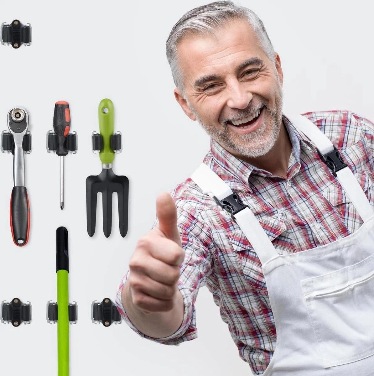 Deal Tools Multi Wand Houder - Bezemhouder - Gereedschap Houder - Bezem Ophangsysteem - Ophangsysteem Tuingereedschap - Set Inclusief Bevestigingsmateriaal - 12 Houders 4 Deal Tools Multi Wand Houder - Bezemhouder - Gereedschap Houder - Bezem Ophangsysteem - Ophangsysteem Tuingereedschap - Set Inclusief Bevestigingsmateriaal - 12 Houders - Afbeelding 4