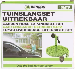 Benson - Tuinslang - Fexibel - 10 Meter - Tuinslang Met Koppeling - Spuitpistool - Groen -Tuingereedschap 1200x1105 2