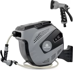 CoolHome - Wandslangenbox 20 Meter + 2 Meter - Tuinslang Met Haspel- Slangenhouder 180° Draaibaar - Tuinslanghaspel Zwart - Grijs -Tuingereedschap 1200x1158 7