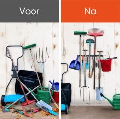 TTD Premium XXL Bezemhouder En Gereedschapsrek - Opslag Van Gereedschap - Opslag Van Schoonmaakspullen - Tuingereedschap - Klussen - RVS - Zwart -Tuingereedschap 1200x1186 6