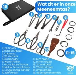 Good2know Bonsai Gereedschap Set – 16 Delig – Bonsai Starters Kit – Bonsai Boompje Verzorgingskit - Tuingereedschap -Tuingereedschap 1200x1187 6