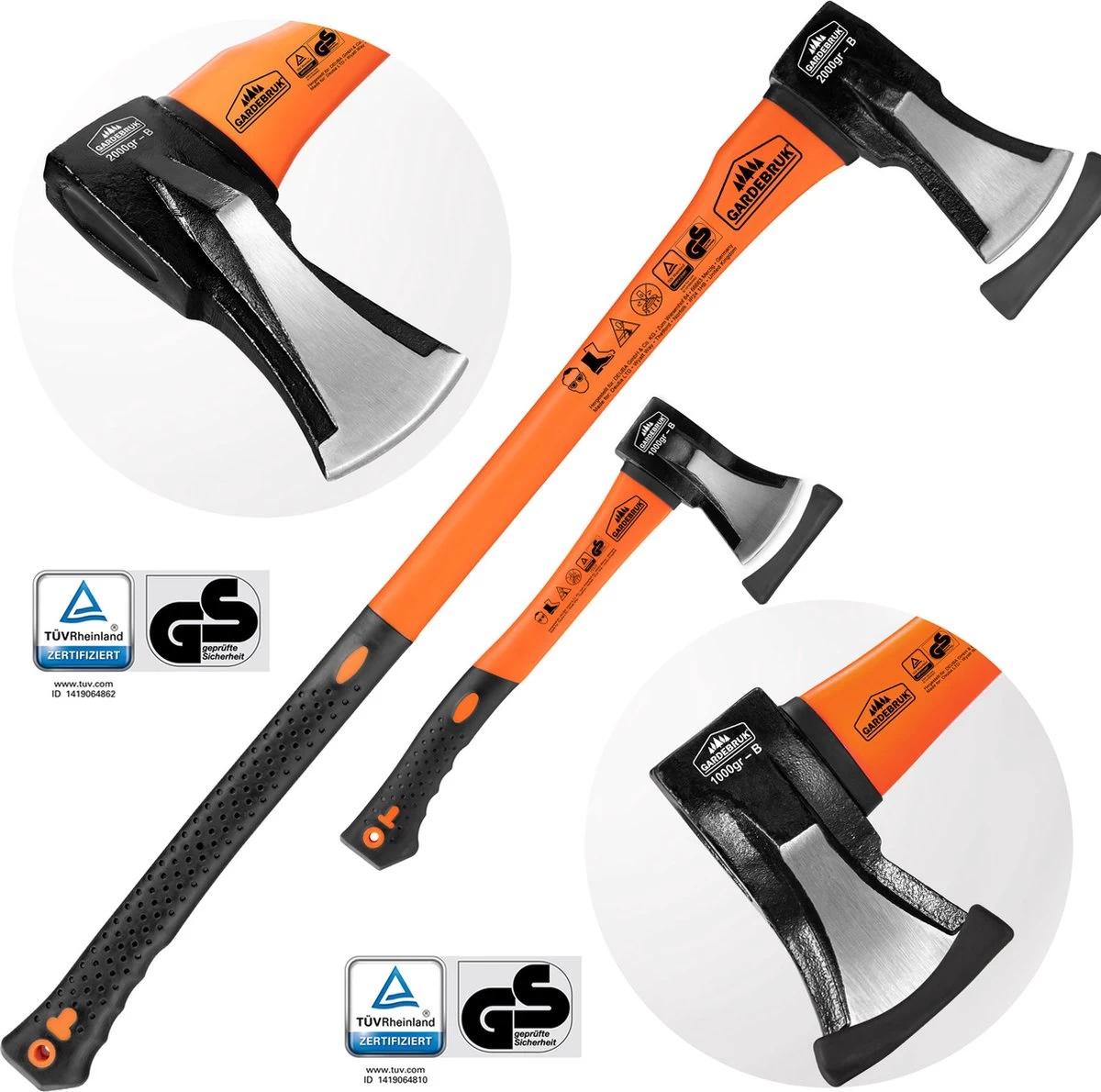 Merkloos Kliefhamer 3kg En Hakbijl 37cm Met Fiber Steel - Set Van 2 Stuks 2 Merkloos Kliefhamer 3kg En Hakbijl 37cm Met Fiber Steel - Set Van 2 Stuks - Afbeelding 2