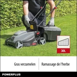 Powerplus POWEG63703 Elektrische Grasmaaier - Grasmachine Voor Kleine Tuin - 1000 W - 32cm Maaibreedte - 30L Opvangbak - Verstelbare Maaihoogte -Tuingereedschap 1200x1200 365