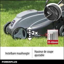 Powerplus POWEG63703 Elektrische Grasmaaier - Grasmachine Voor Kleine Tuin - 1000 W - 32cm Maaibreedte - 30L Opvangbak - Verstelbare Maaihoogte -Tuingereedschap 1200x1200 367