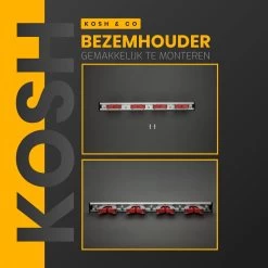 Merkloos Stevige Bezemhouder - Aluminium - Ophangsysteem Bezem - 5 Haken & 4 Houders - Gereedschaphouder - Opbergsysteem -Tuingereedschap 1200x1200 407