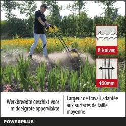 Powerplus POWXG72010 Tuinfrees - 1500W - Werkbreedte 450mm - Werkdiepte Max. 220mm - Incl. 6 Messen En Wielen -Tuingereedschap 1200x1200 438