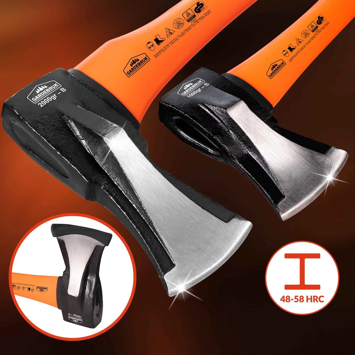 Merkloos Kliefhamer 3kg En Hakbijl 37cm Met Fiber Steel - Set Van 2 Stuks 3 Merkloos Kliefhamer 3kg En Hakbijl 37cm Met Fiber Steel - Set Van 2 Stuks - Afbeelding 3