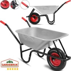 Gardebruk Kruiwagen 100L - Luchtband - 250kg Draagkracht Zilver -Tuingereedschap 1200x1200 60