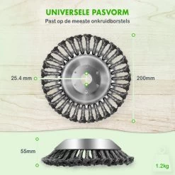 Merkloos SlimShop Onkruidborstel - Bosmaaier Grastrimmer - Onkruid - Onkruidkrabber - Voegenborstel - Onkruidverwijderaar - Max 10.000 Toerental P/m - 20CM -Tuingereedschap 1200x1200 716