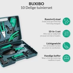 Tuinierset 10 Delig Met Complete Gereedschapskoffer Set Inclusief Tuinschaar, Handschep, Handhark, Plantenspuit, Haakvormige Voegenkrabber, Bloemenschepje, Bloemenschaar, Grasschaar En Heggenschaar -Tuingereedschap 1200x1200 806