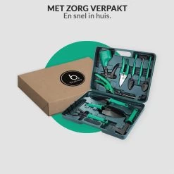 Tuinierset 10 Delig Met Complete Gereedschapskoffer Set Inclusief Tuinschaar, Handschep, Handhark, Plantenspuit, Haakvormige Voegenkrabber, Bloemenschepje, Bloemenschaar, Grasschaar En Heggenschaar -Tuingereedschap 1200x1200 807