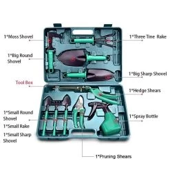 Merkloos 10-Delige Tuingereedschap Set Inclusief Opbergkoffer - Tuinierset - Tuinsetje - Gereedschap Voor Tuin - Tuinschaar - Tuinschepje - Bloemenschaar - Voegenkrabber - Plantenspuit - Grasschaar - Bloemenschep - Tuinhark -Tuingereedschap 1200x1200 816