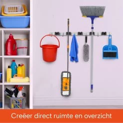 TTD Premium XXL Bezemhouder En Gereedschapsrek - Opslag Van Gereedschap - Opslag Van Schoonmaakspullen - Tuingereedschap - Klussen - RVS - Zwart -Tuingereedschap 1200x1200 832