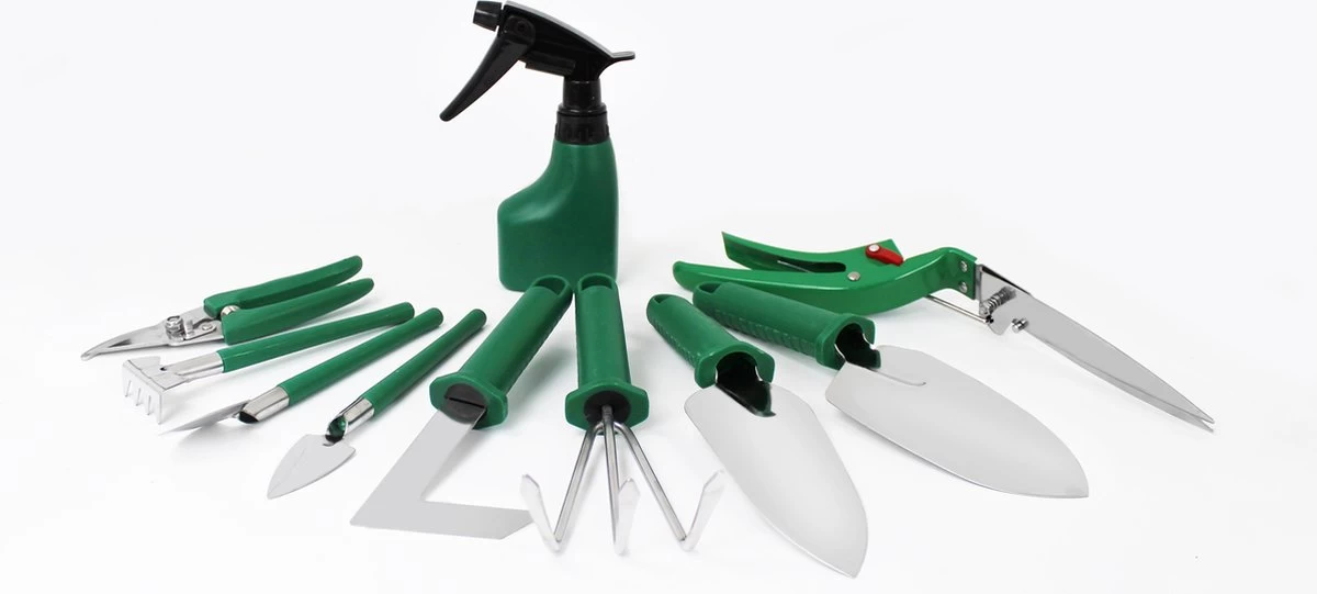 Tuingereedschap Set Tuinierset 10 Delig - Snoeischaar Tuinschaar Bloemenschaar Tuinschepje Plantenspuit Handhark 2 Tuingereedschap Set Tuinierset 10 Delig - Snoeischaar Tuinschaar Bloemenschaar Tuinschepje Plantenspuit Handhark - Afbeelding 2