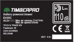 TIMBERPRO - Bladblazer Elektrisch 40V, ZEER Krachtig (incl. 4A Batterij En Incl. Lader) -Tuingereedschap 1200x676 1