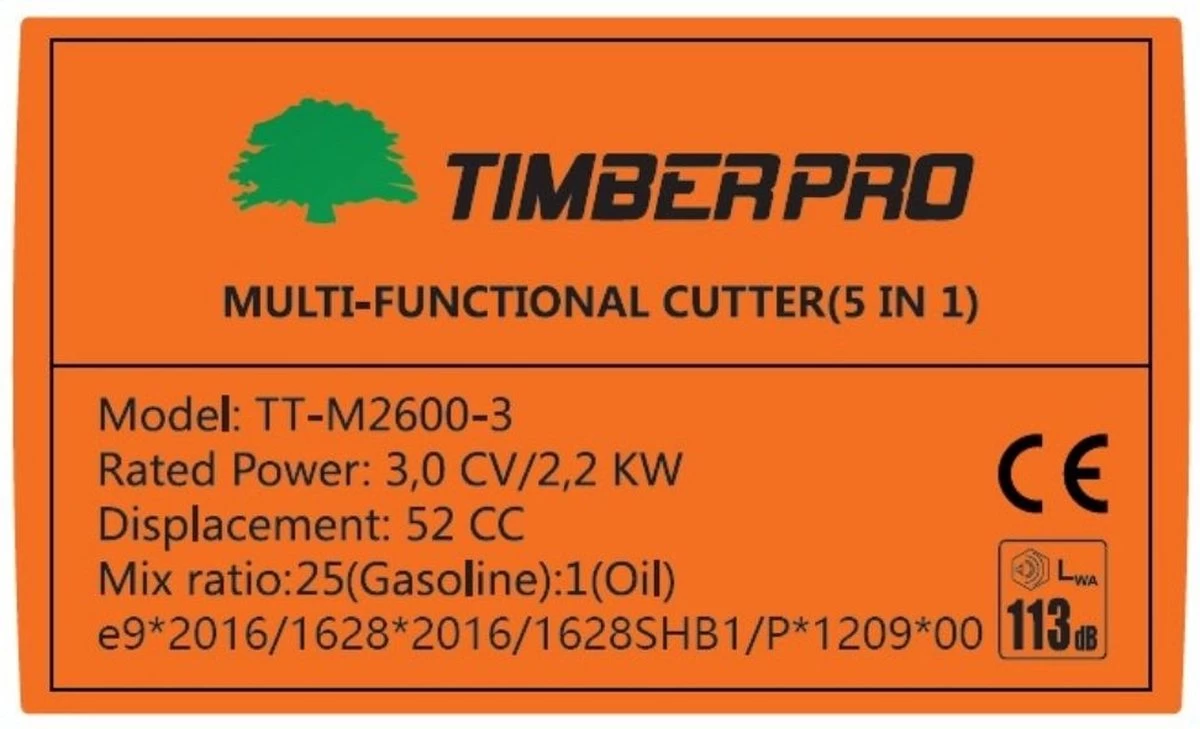 TIMBERPRO - 5-in-1 – Multitool – Benzine - Kettingzaag - Bosmaaier -Kantenmaaier - Haagschaar - Verlengstuk - 52 Cc. 6 TIMBERPRO - 5-in-1 – Multitool – Benzine - Kettingzaag - Bosmaaier -Kantenmaaier - Haagschaar - Verlengstuk - 52 Cc. - Afbeelding 6