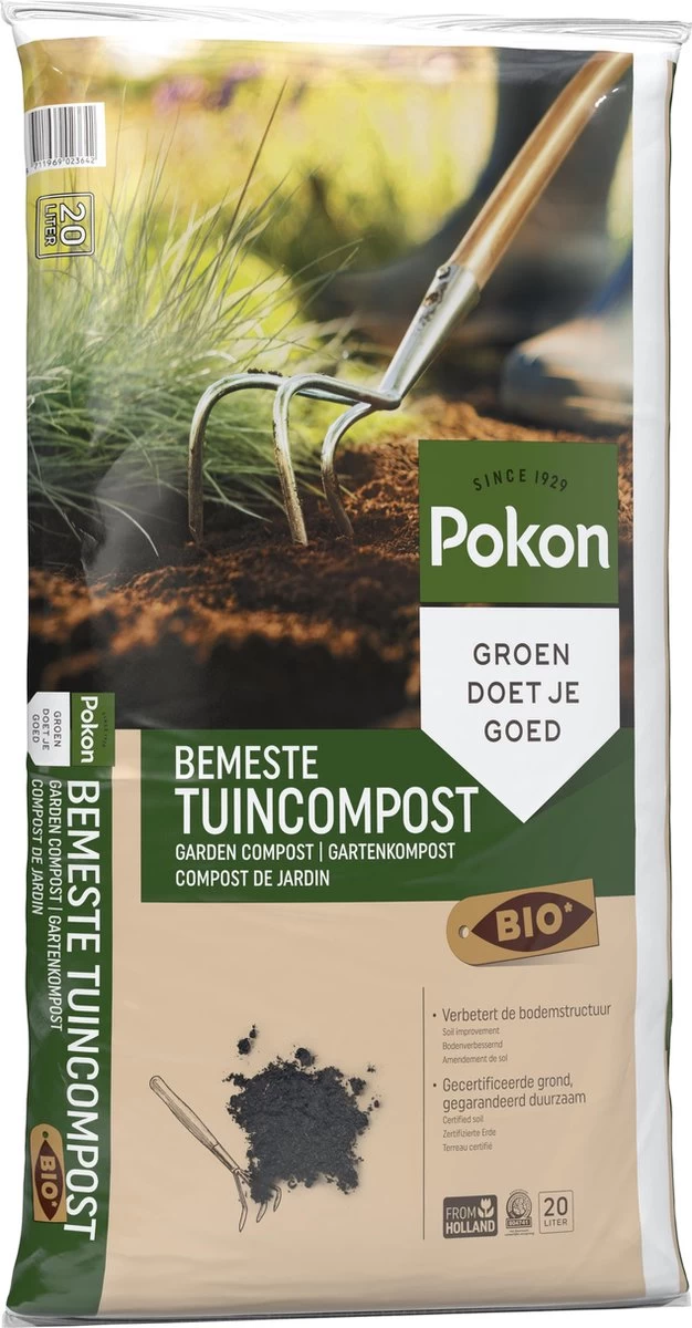 Pokon Bio Bemeste Tuincompost - 20l - Bodemverbeteraar - Geschikt Voor Ophoging En Aanplanten 2 Pokon Bio Bemeste Tuincompost - 20l - Bodemverbeteraar - Geschikt Voor Ophoging En Aanplanten - Afbeelding 2