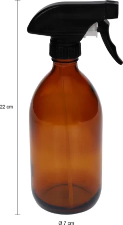 QUVIO Sprayfles - Spuitfles - Plantenspuit - Schoonmaak Spuit - Huishoudspray - Leeg/Hervulbaar - Kamerspray - Allesreiniger - Glazen Sprayflacon - Waterspuit - Kappersspuit - 500 Ml - Glas - Bruin - Zwart -Tuingereedschap 656x1200