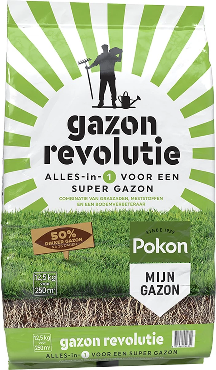 Pokon Gazon Revolutie - 12,5kg - Gazonmest / Graszaad / Bodemverbeteraar - Geschikt Voor 250m² - Binnen 15 Dagen Resultaat 2 Pokon Gazon Revolutie - 12,5kg - Gazonmest / Graszaad / Bodemverbeteraar - Geschikt Voor 250m² - Binnen 15 Dagen Resultaat - Afbeelding 2