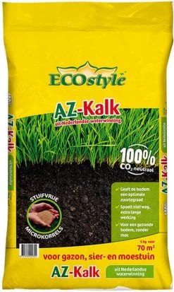 ECOstyle AZ Kalk Micro Korrel – Voor Gazon, Sier- En Moestuin - Corrigeert Zuurgraad Direct En Langdurig - Werkt Tegen Mos - CO2-Neutraal – 135 M² - 10 KG -Tuingereedschap 717x1200 1